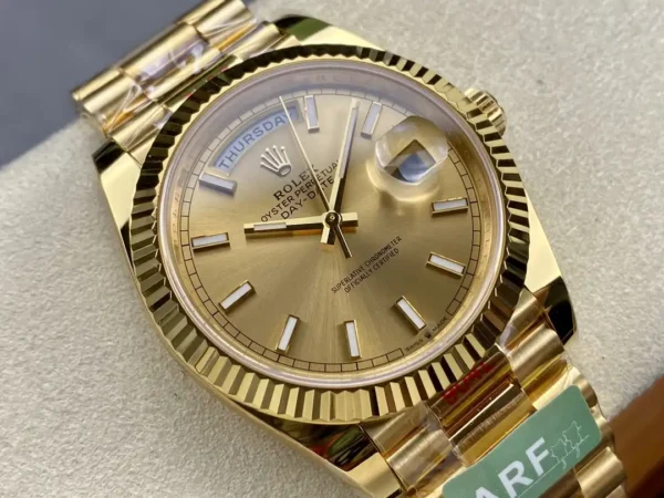 Photo 5 - Gold Replica Rolex Rolex Day-Date Ref. m228238 Gold Dial Fluted Bezel