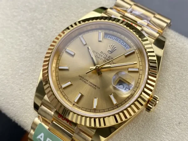 Photo 6 - Gold Replica Rolex Rolex Day-Date Ref. m228238 Gold Dial Fluted Bezel