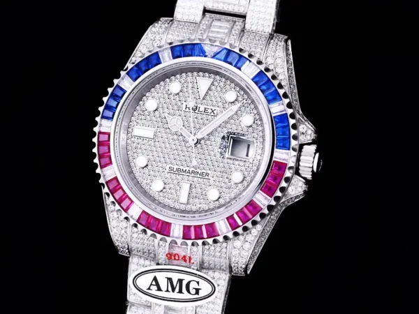 Photo 5 - Diamond Replica Rolex Rolex Submariner Iced Out Ref.116610LN 40mm Blue-Pink Bezel