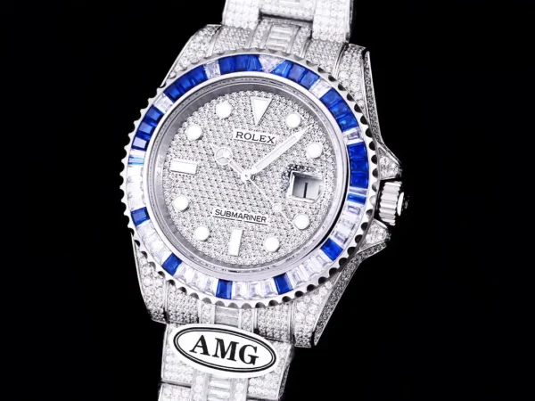 Photo 5 - Diamond Replica Rolex Rolex Submariner Iced Out Ref.116610LN 40mm Blue-White Bezel