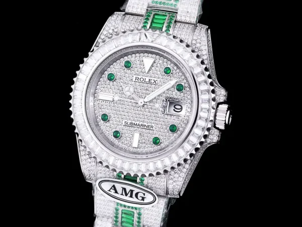 Photo 6 - Diamond Replica Rolex Rolex Submariner Iced Out Ref.116610LN 40mm White Bezel Green Markers