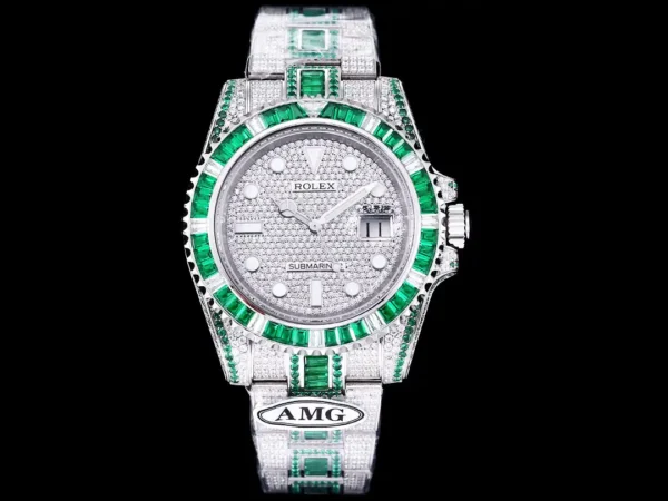 Photo 2 - Diamond Replica Rolex Rolex Submariner Iced Out Ref.116610LN 40mm Green-White Bezel