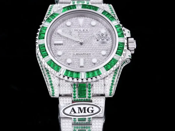 Photo 4 - Diamond Replica Rolex Rolex Submariner Iced Out Ref.116610LN 40mm Green-White Bezel