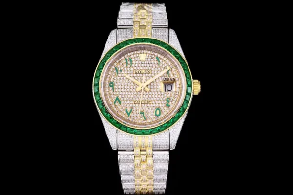 Photo 2 - Diamond Replica Rolex Rolex Datejust Ref.126300 41mm Arabic Dial Full-Diamond Yellow Gold