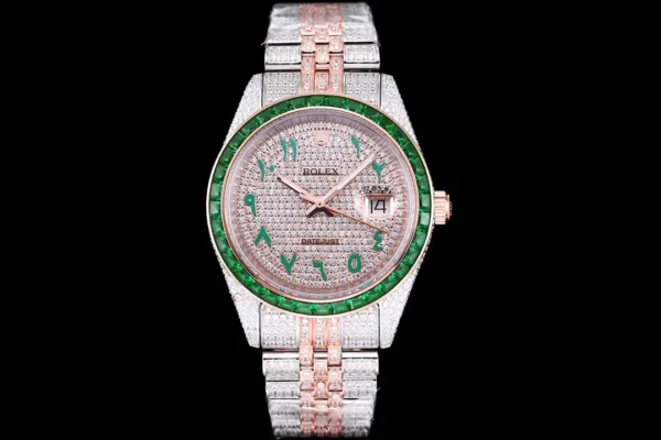 Photo 2 - Diamond Replica Rolex Rolex Datejust Ref.126300 41mm Arabic Dial Full-Diamond Green Bezel