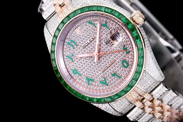 Photo 5 - Diamond Replica Rolex Rolex Datejust Ref.126300 41mm Arabic Dial Full-Diamond Green Bezel