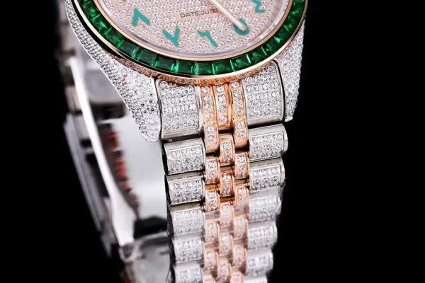 Photo 6 - Diamond Replica Rolex Rolex Datejust Ref.126300 41mm Arabic Dial Full-Diamond Green Bezel