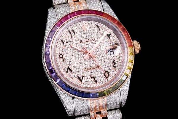 Photo 4 - Diamond Replica Rolex Rolex Datejust Ref.126300 41mm Arabic Dial Full-Diamond Rainbow Bezel