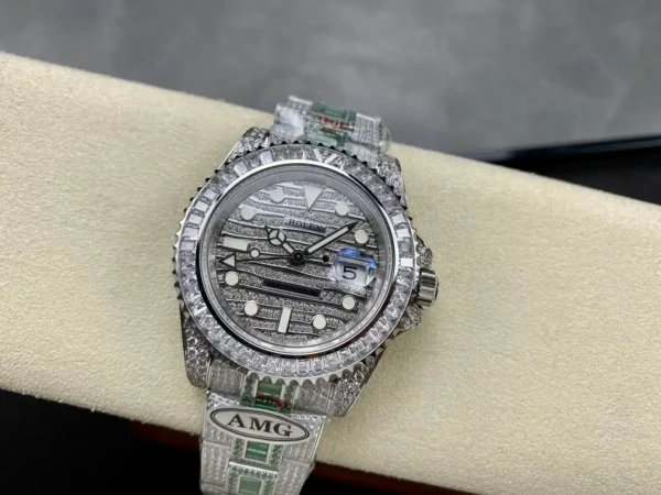 Photo 6 - Diamond Replica Rolex Rolex GMT-Master II Ref.116769TBR 40mm Green Diamonds Bracelet