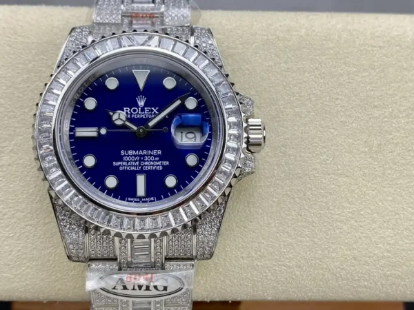 Photo 2 - Diamond Replica Rolex Rolex Submariner Iced Out Ref.116619LB Blue Dial 40mm