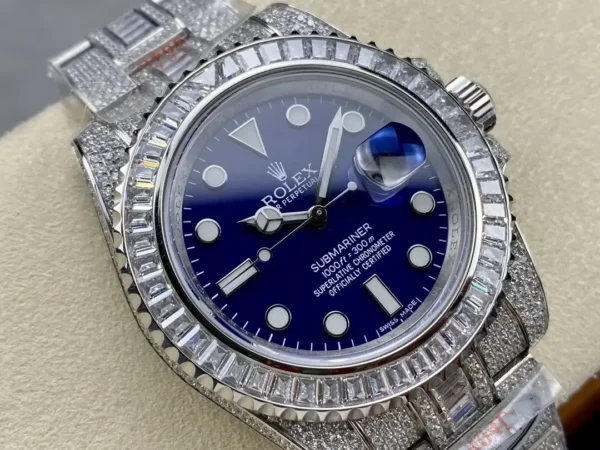 Photo 3 - Diamond Replica Rolex Rolex Submariner Iced Out Ref.116619LB Blue Dial 40mm