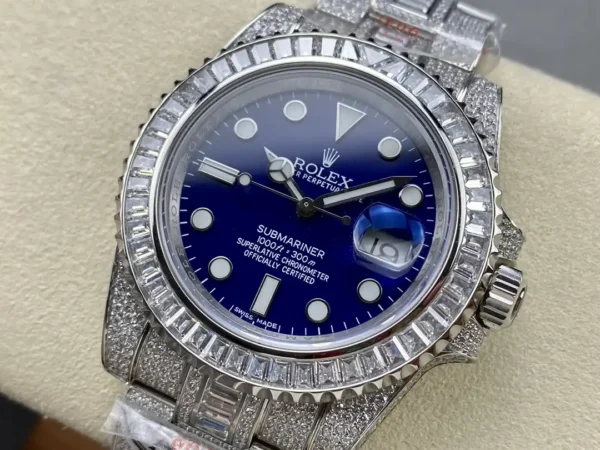 Photo 4 - Diamond Replica Rolex Rolex Submariner Iced Out Ref.116619LB Blue Dial 40mm