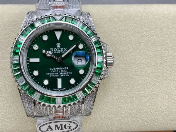 Photo 2 - Diamond Replica Rolex Rolex Submariner Iced Out Ref.116610LV Green Dial 40mm Green Bezel