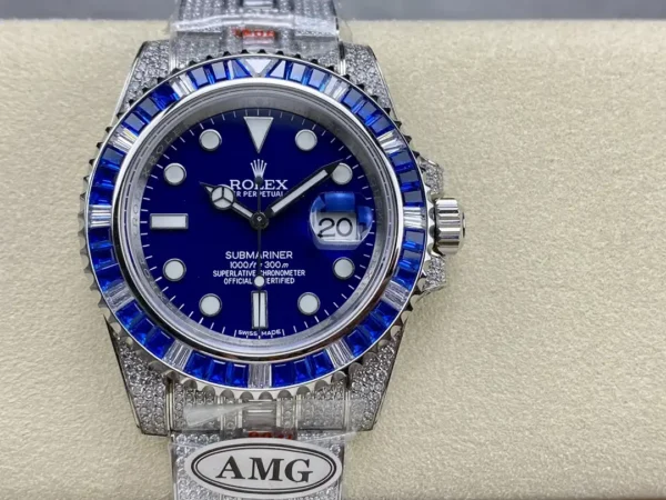 Photo 2 - Diamond Replica Rolex Rolex Submariner Iced Out Ref.116619LB Blue Dial Blue Bezel