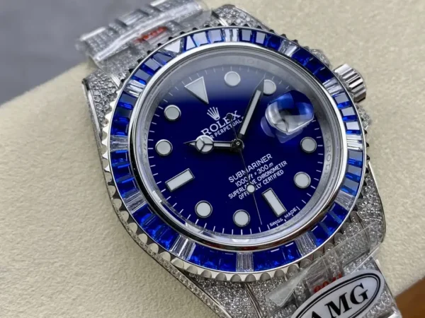 Photo 3 - Diamond Replica Rolex Rolex Submariner Iced Out Ref.116619LB Blue Dial Blue Bezel