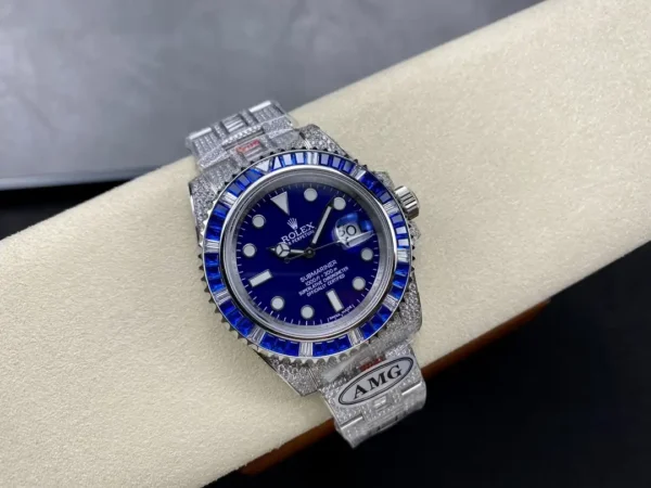 Photo 5 - Diamond Replica Rolex Rolex Submariner Iced Out Ref.116619LB Blue Dial Blue Bezel