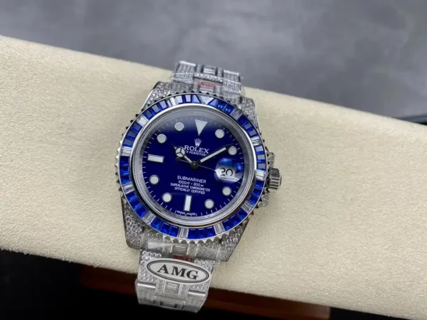 Photo 7 - Diamond Replica Rolex Rolex Submariner Iced Out Ref.116619LB Blue Dial Blue Bezel