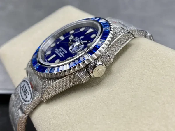 Photo 8 - Diamond Replica Rolex Rolex Submariner Iced Out Ref.116619LB Blue Dial Blue Bezel