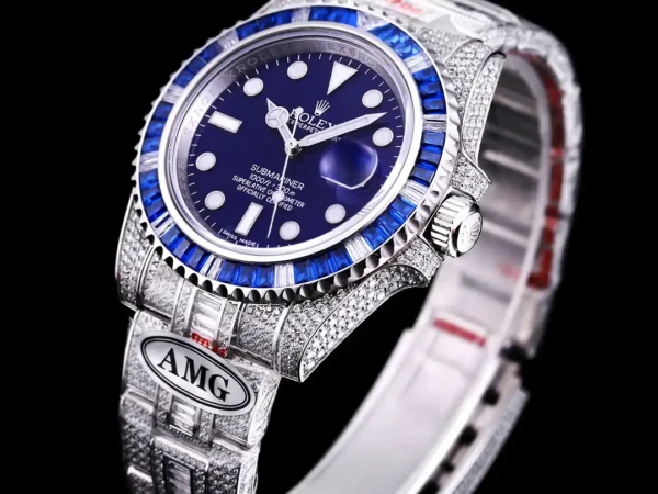 Photo 4 - Diamond Replica Rolex Rolex Submariner Iced Out Ref.116619LB Blue Clear Diamonds Bezel