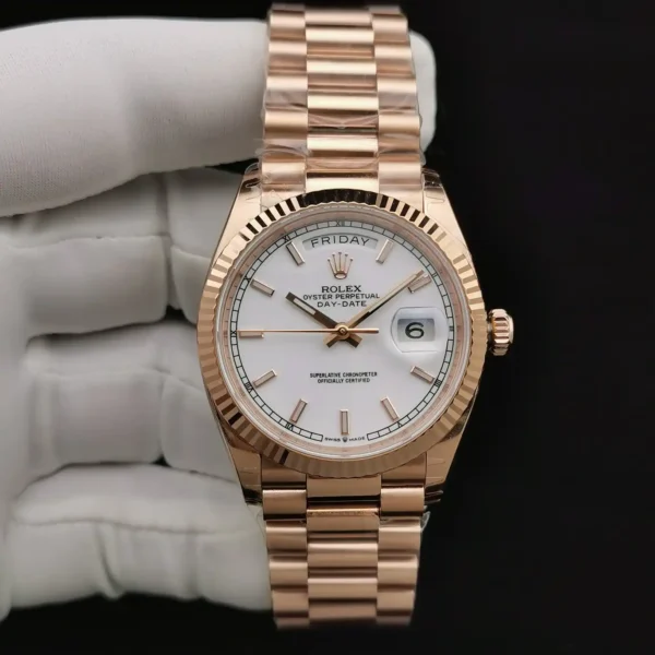 Photo 4 - Gold Replica Rolex Rolex Day-Date Ref. 128238 36mm White Dial Rose Gold