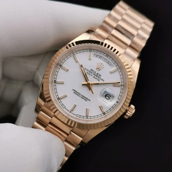 Photo 4 - Gold Replica Rolex Rolex Day-Date Ref. 128238 36mm White Dial Rose Gold