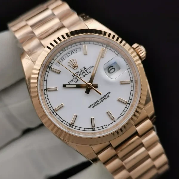 Photo 6 - Gold Replica Rolex Rolex Day-Date Ref. 128238 36mm White Dial Rose Gold