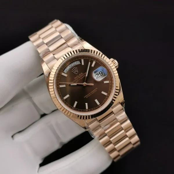 Photo 2 - Gold Replica Rolex Rolex Day-Date Ref. 128238 36mm Chocolate Dial Rose Gold