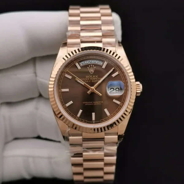 Photo 3 - Gold Replica Rolex Rolex Day-Date Ref. 128238 36mm Chocolate Dial Rose Gold