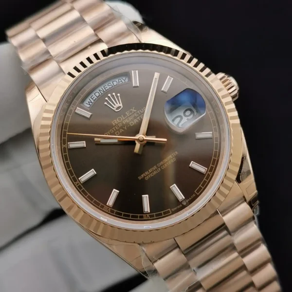 Photo 5 - Gold Replica Rolex Rolex Day-Date Ref. 128238 36mm Chocolate Dial Rose Gold