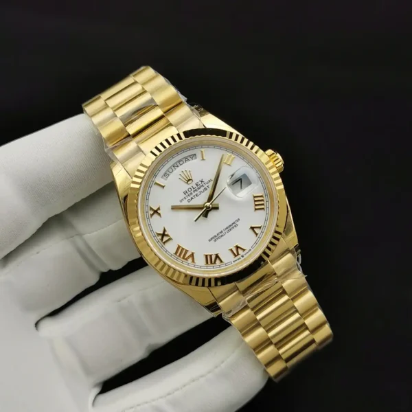 Photo 2 - Gold Replica Rolex Rolex Day-Date Ref. 128238 36mm White Roman Dial Yellow Gold