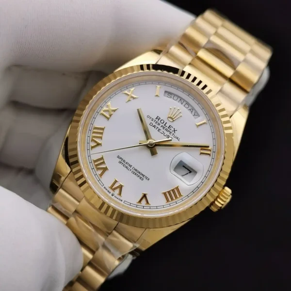 Photo 4 - Day-Date Rolex Day-Date Ref. 128238 36mm White Roman Dial Yellow Gold