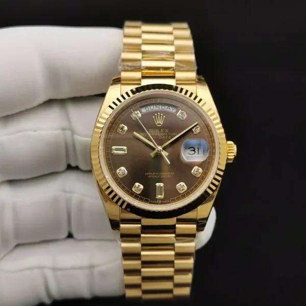 Photo 3 - Gold Replica Rolex Rolex Day-Date Ref. 128238 36mm Chocolate Dial Yellow Gold