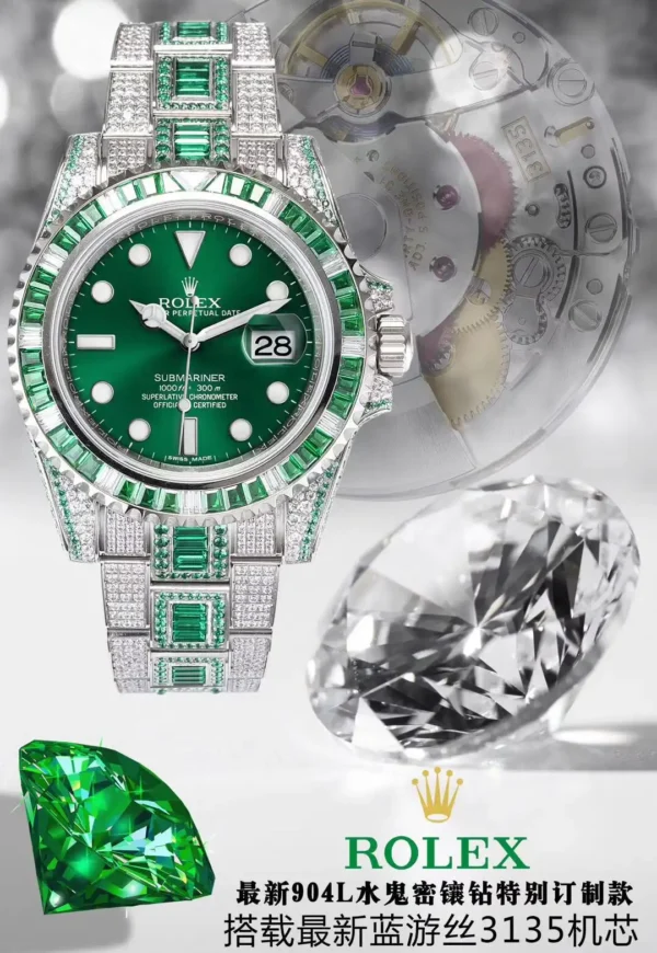 Photo 10 - Diamond Replica Rolex Rolex Submariner Iced Out Ref.116610LV Green Water Ghost