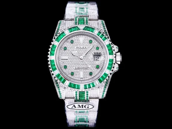 Photo 2 - Diamond Replica Rolex Rolex Submariner Iced Out Ref.116610LN Green-White Bezel