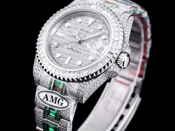 Photo 4 - Diamond Replica Rolex Rolex GMT-Master II 40mm Ref.116769TBR Green Diamonds Bracelet