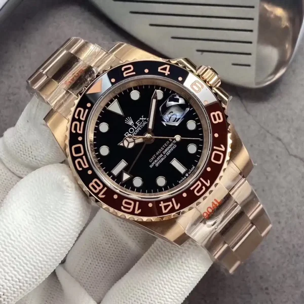 Photo 3 - Gold Replica Rolex Rolex GMT-Master II 40mm Black Dial Ref.126710BLRO-0001 Rose Gold