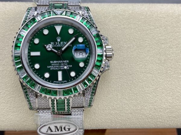 Photo 3 - Diamond Replica Rolex Rolex Submariner Iced Out Ref.116610LV-1 41mm Green Dial