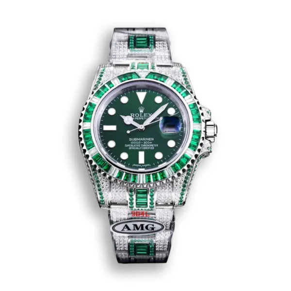 Photo 1 - Diamond Replica Rolex Rolex Submariner Iced Out Ref.116610LV-5 41mm Green Dial