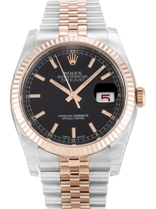 Photo 2 - Gold Replica Rolex Rolex Lady-Datejust Ref.179171 36mm Rose Gold Black Dial