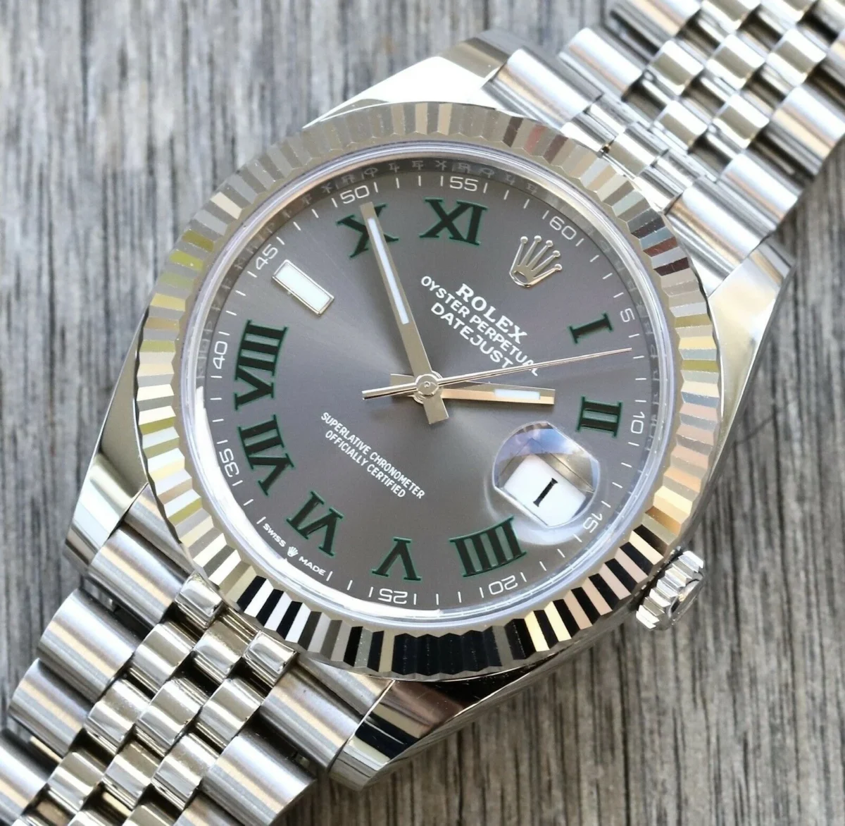 Replica Rolex Datejust 41mm Rhodium Dial 126334 "Wimbledon" Flutted / Jubilee - Best shop to buy a Fake Rolex