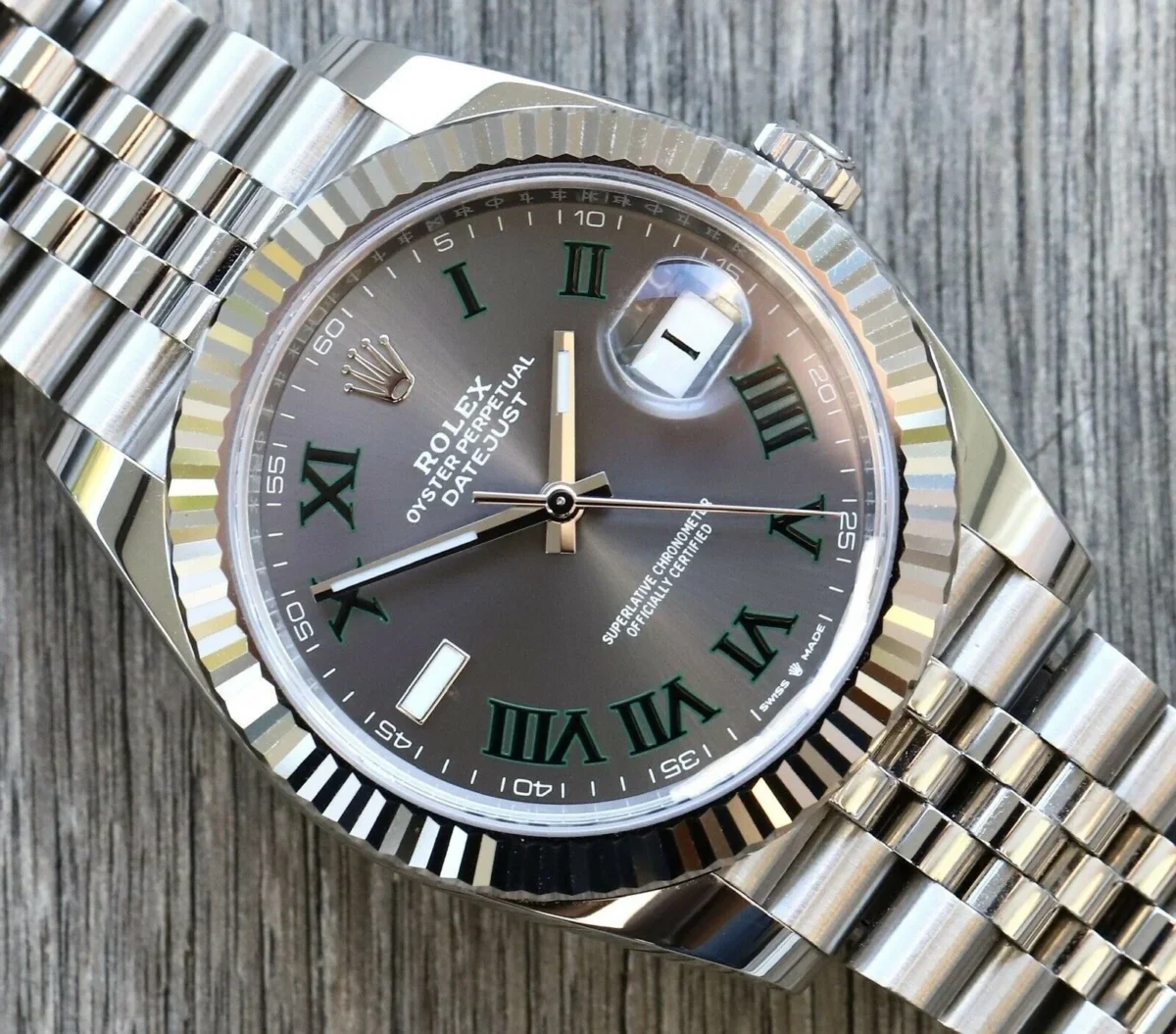 Replica Rolex Datejust 41mm Rhodium Dial 126334 "Wimbledon" Flutted / Jubilee - Best shop to buy a Fake Rolex