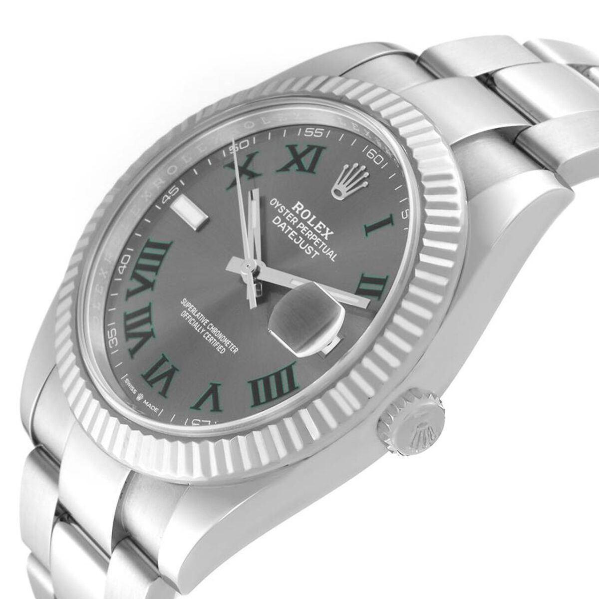 Replica Rolex Datejust 41mm Rhodium Dial 126334 "Wimbledon" Flutted / Oyster - Best shop to buy a Fake Rolex