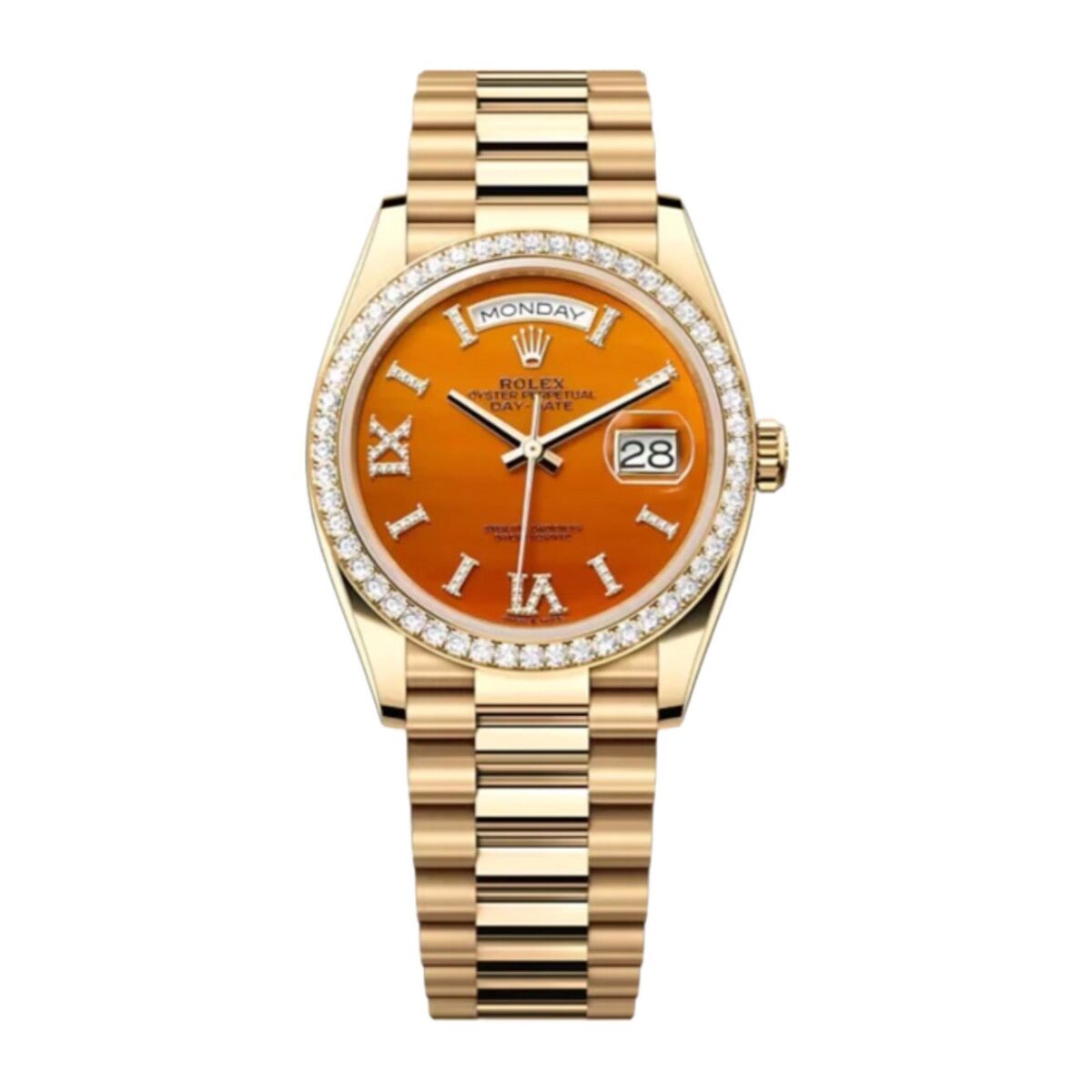Replica Rolex Day-Date 36 mm Carnelian Dial 128348RBR - Best shop to buy a Fake Rolex