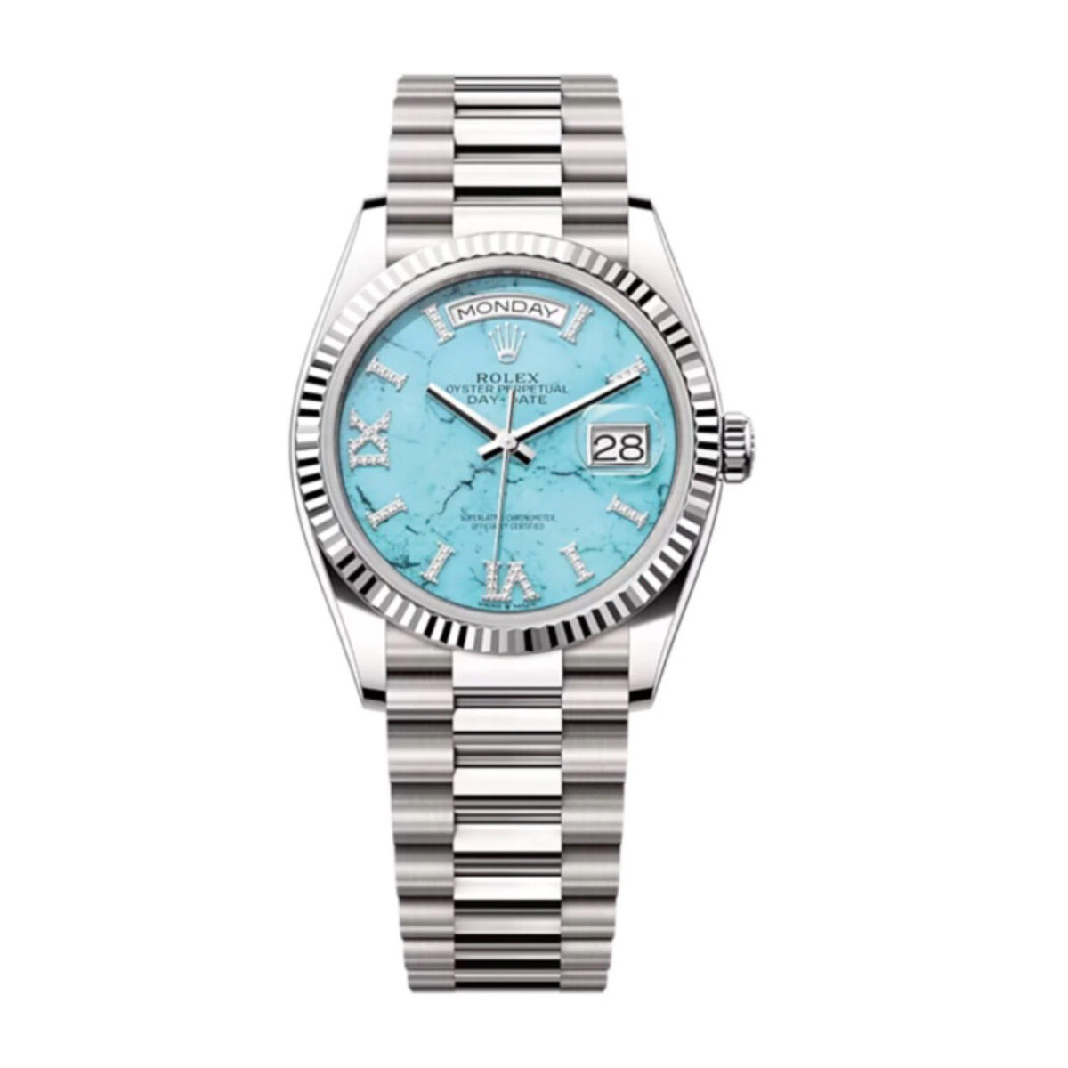 Replica Rolex Day-Date 36 mm Turquoise Dial 128239 - Best shop to buy a Fake Rolex