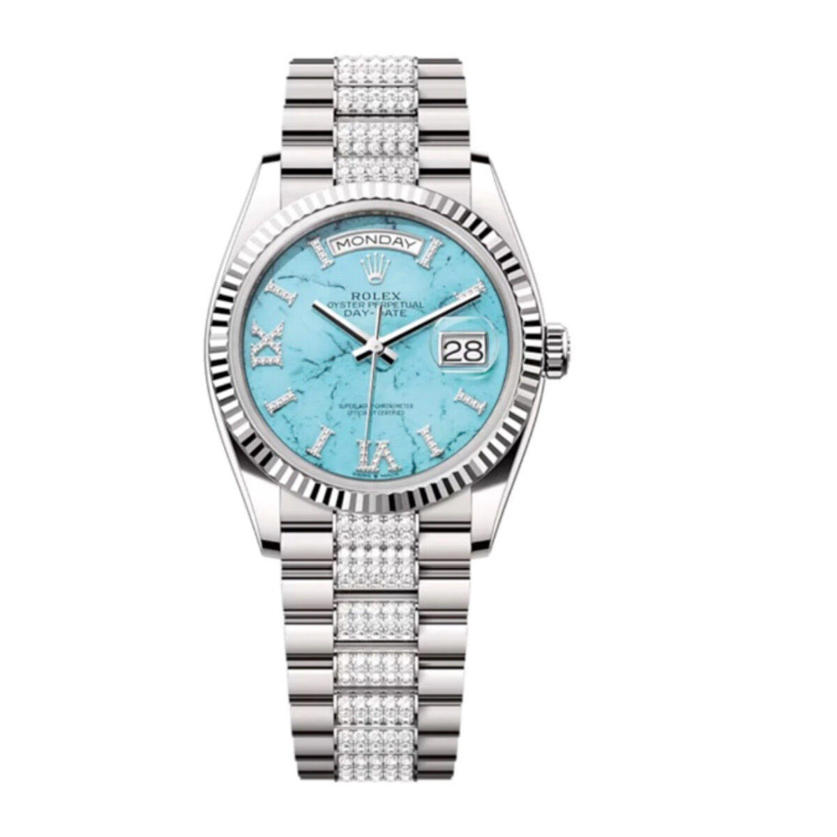 Replica Rolex Day-Date 36 mm Turquoise Dial 128239 - Best shop to buy a Fake Rolex