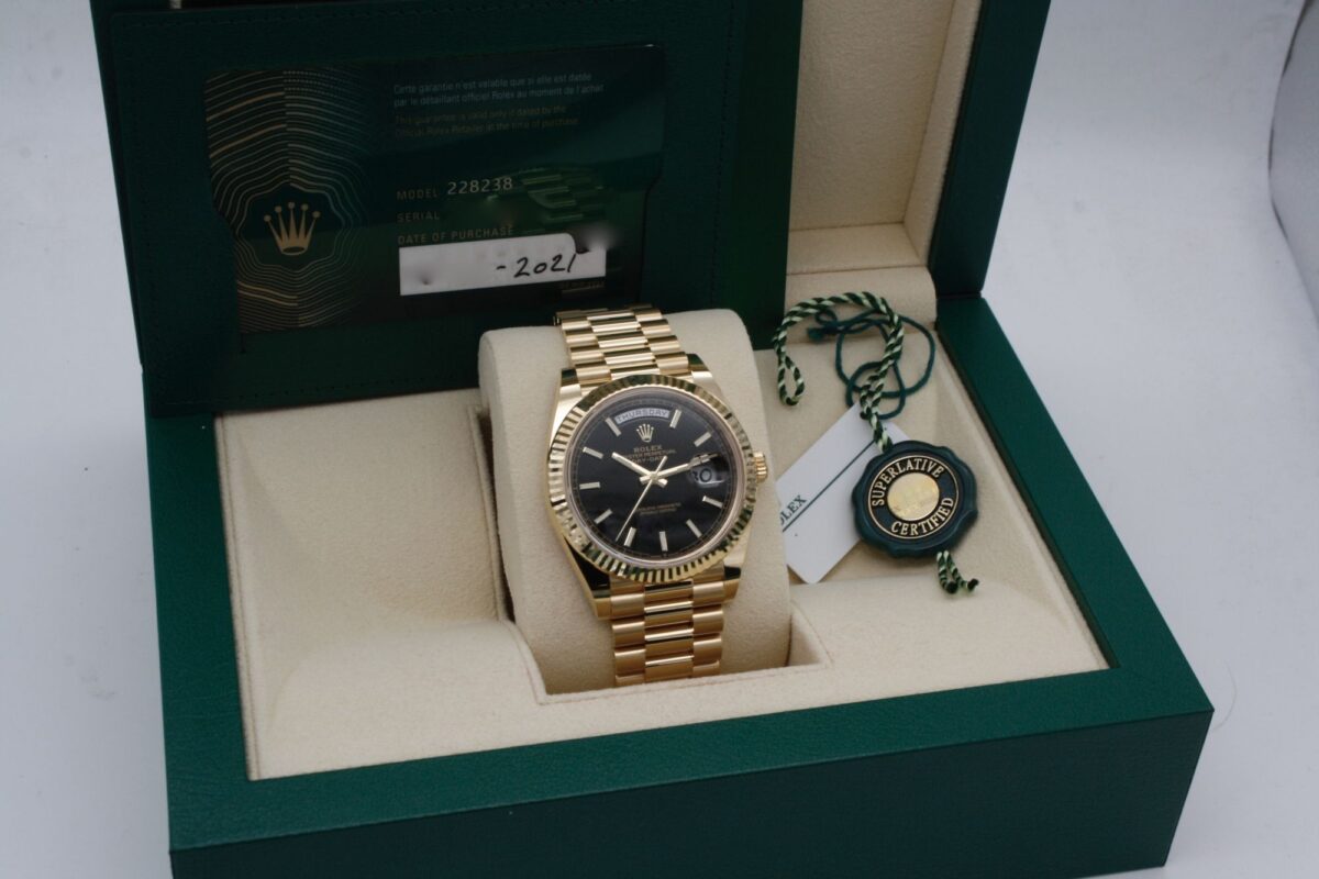 Replica Rolex Day-Date 40 mm Black Dial 228238 - Best shop to buy a Fake Rolex