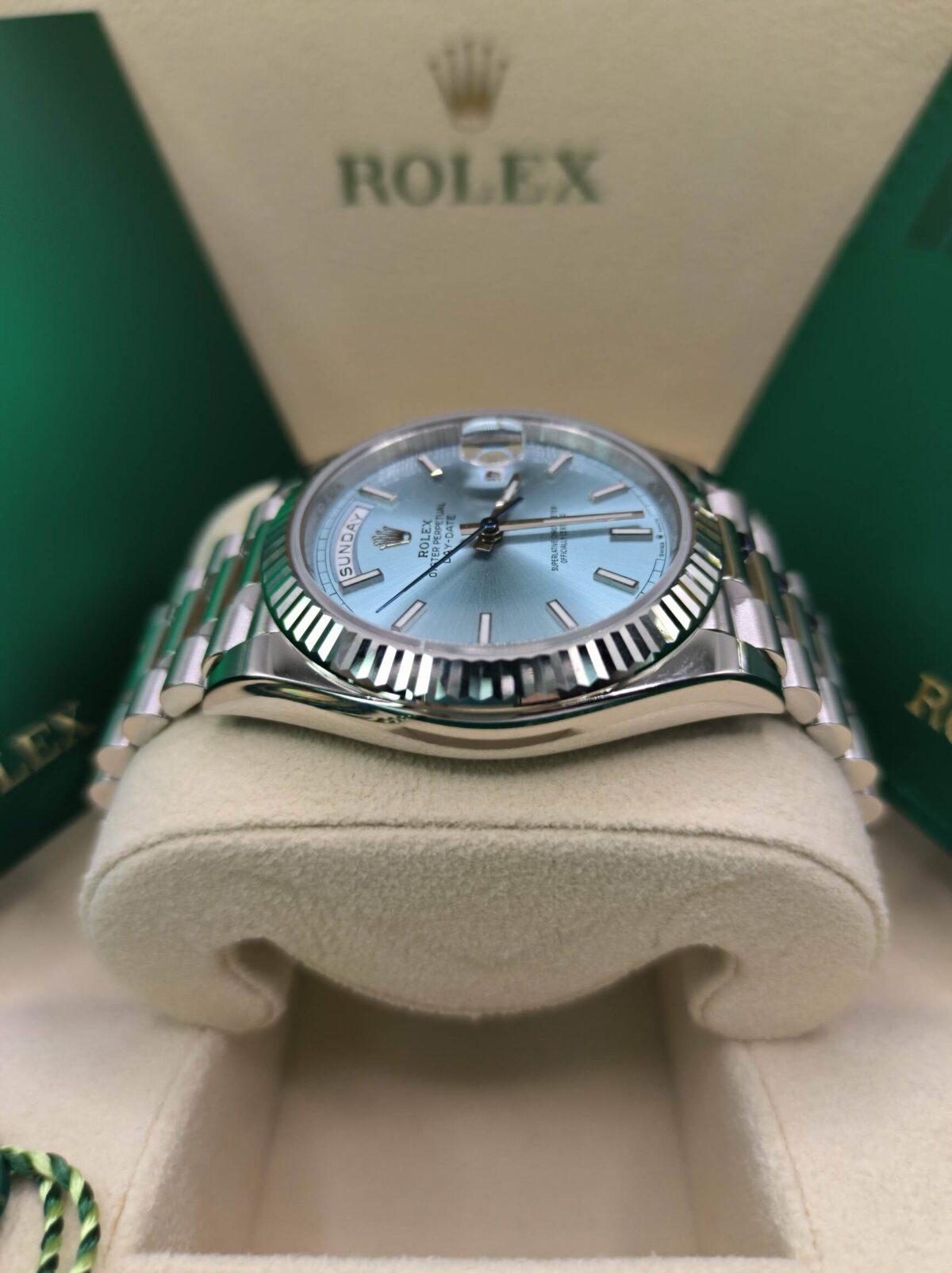Replica Rolex Day-Date 40 mm Ice blue Dial 228236 - Best shop to buy a Fake Rolex