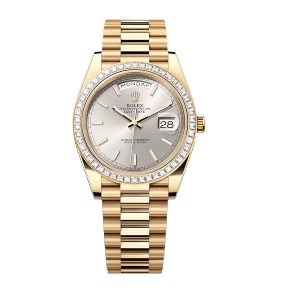 Replica Rolex Day-Date 40 mm Silver Dial 228398TBR - Best shop to buy a Fake Rolex