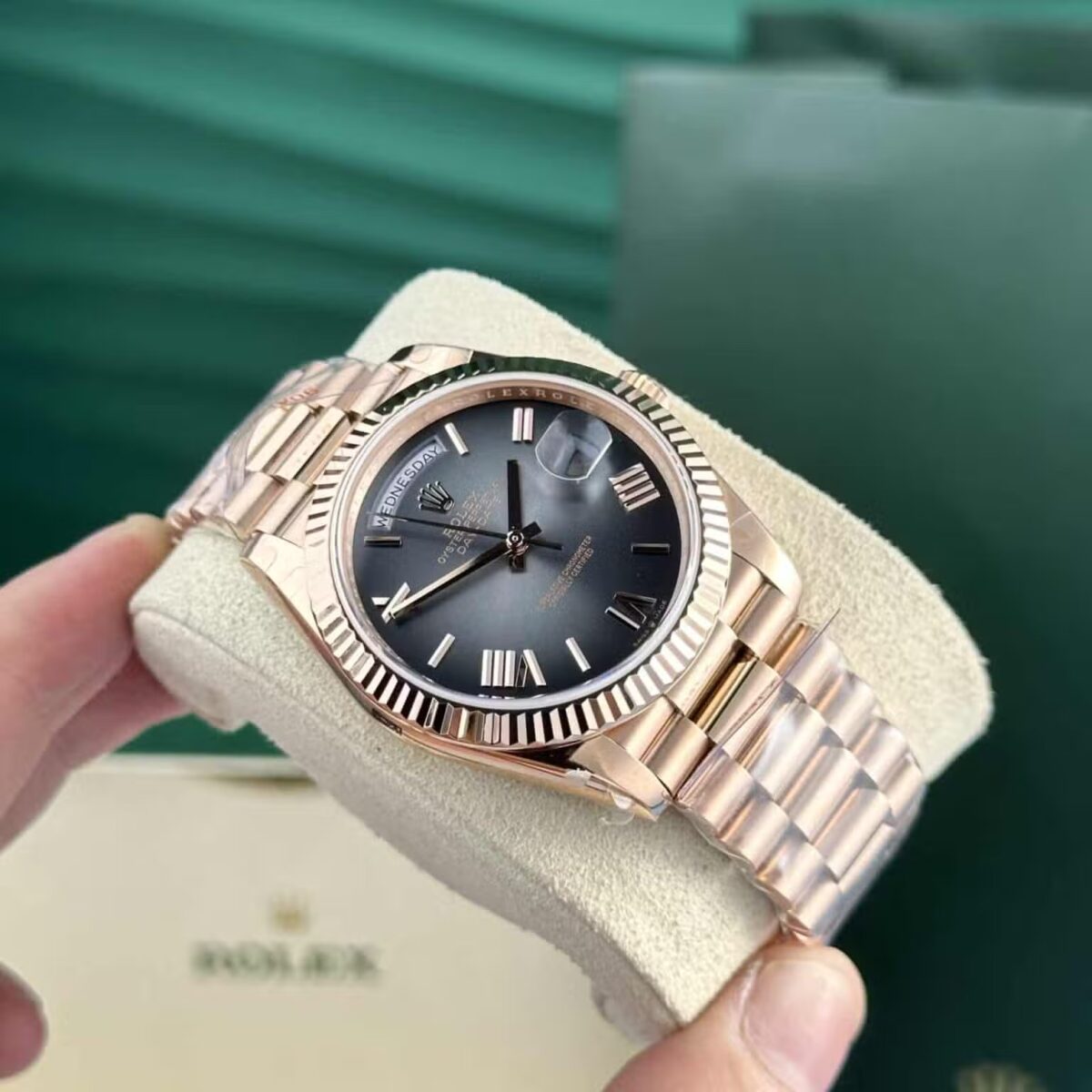 Replica Rolex Day-Date 40 mm Slate Ombre Dial 228235 - Best shop to buy a Fake Rolex