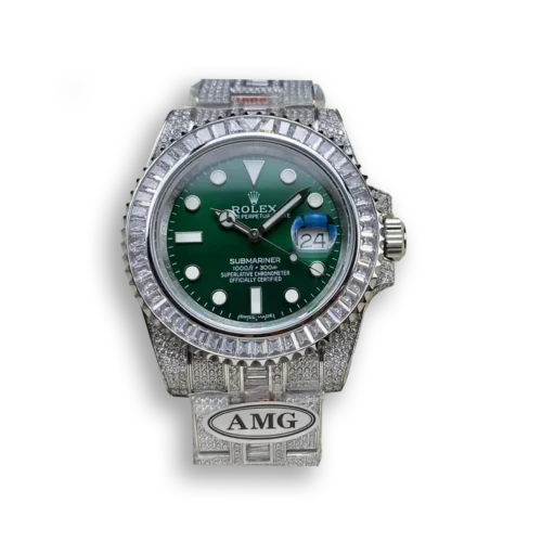 Replica Rolex Submariner Iced Out 116610LV 41mm Green Dial - Best shop to buy a Fake Rolex